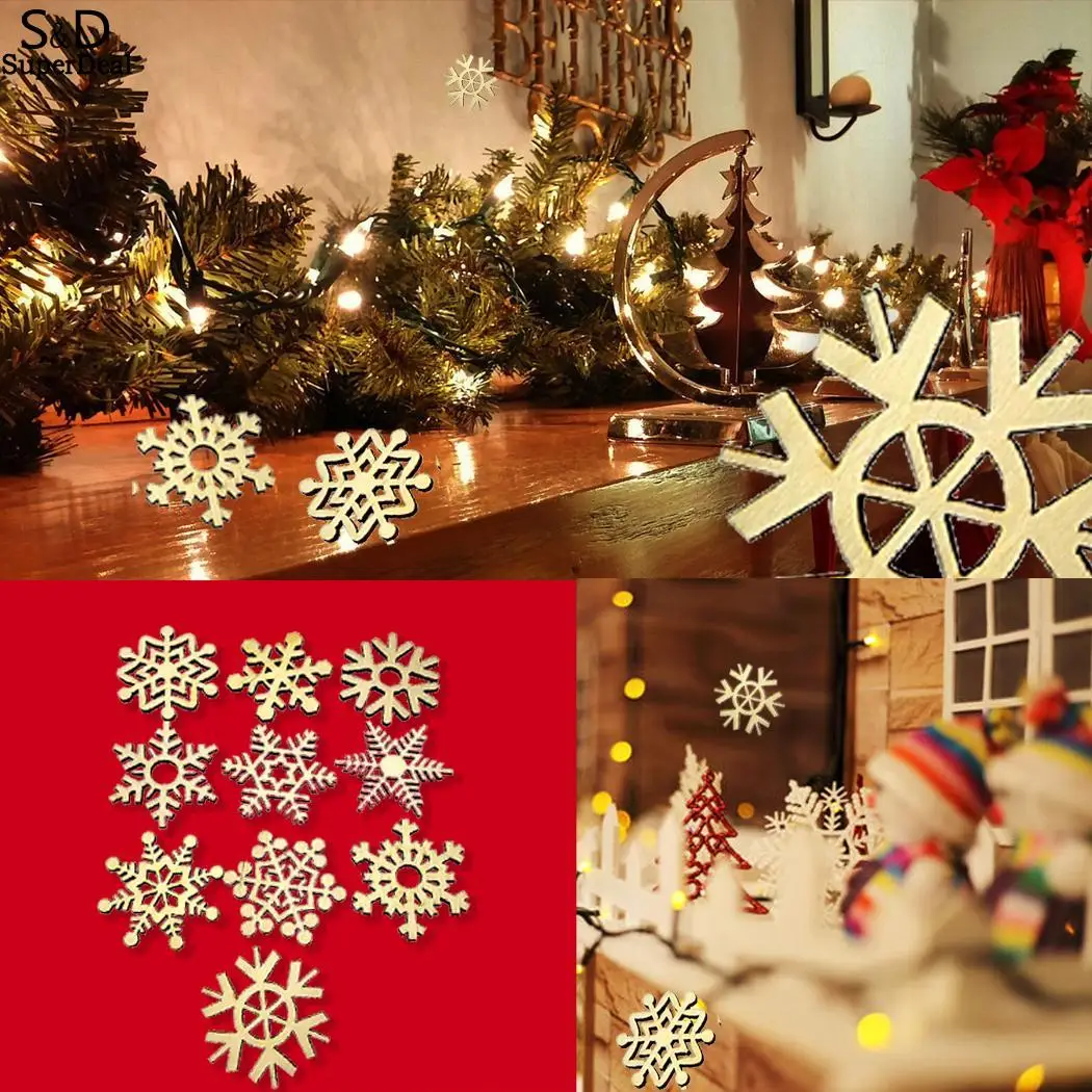 Рождественская деревянная снежинка модные ремесленные украшения деревянная новогодняя елка Снежинка Висячие украшения замороженный снег
