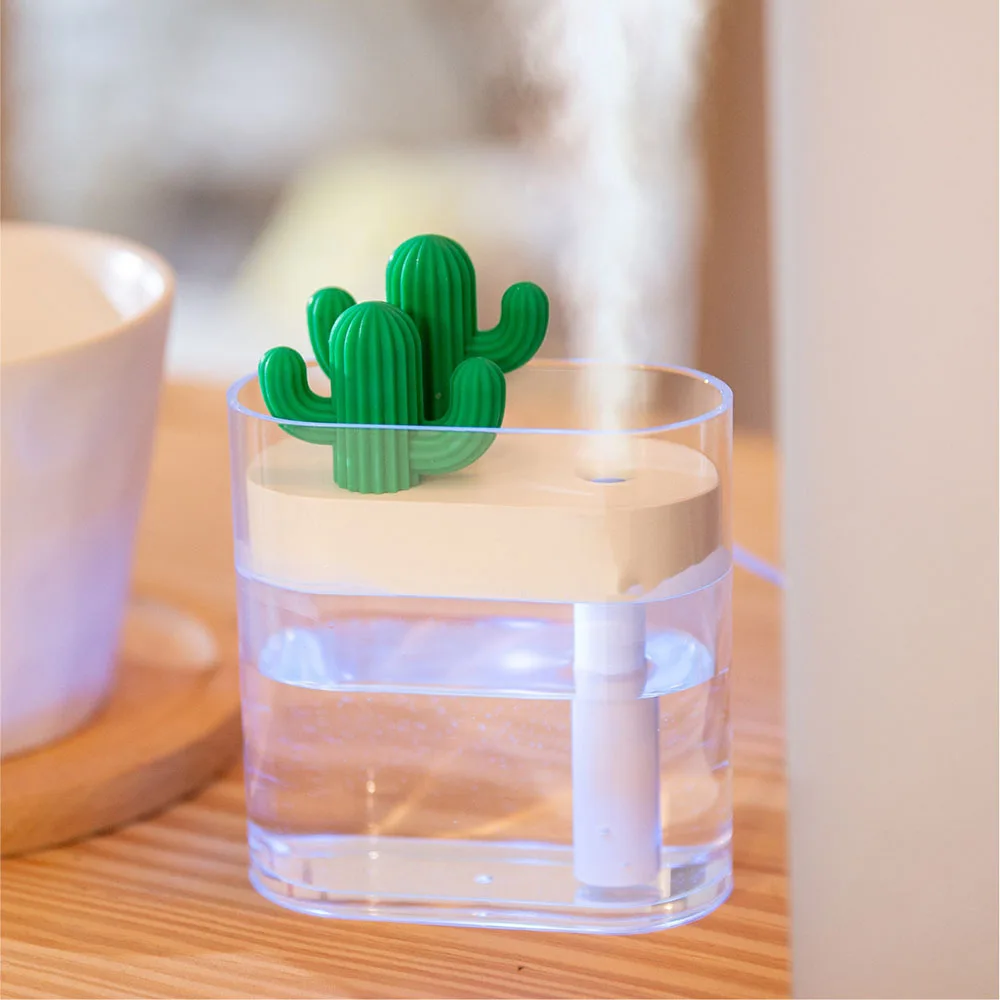 

160ML USB Ultrasonic Air Humidifier Clear Cactus Color Light Air Home Car Purifier Aromas Diffuser Anion Mist Maker Water Fogger