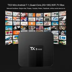 TX3 Мини Android 7,1 S905W Quad-Core смарт ТВ коробка 4 К 2 г + 16 г Wi-Fi телеприставки Media Player с пультом дистанционного Управление высокое качество