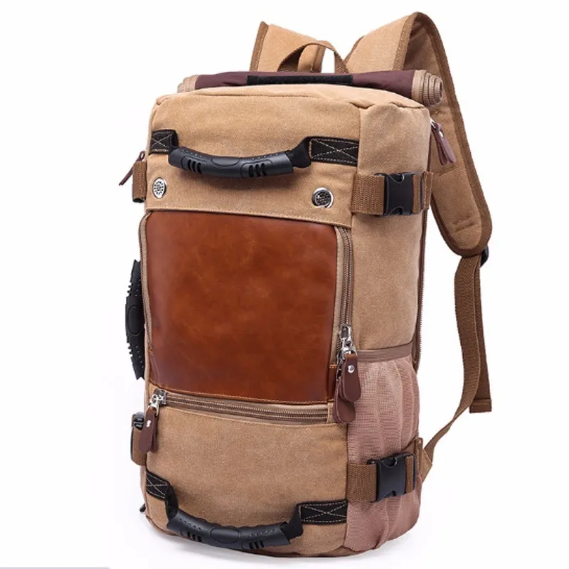 

Literary retro casual Korean version of large capacity canvas backpack men's backpack multi-function travel and leisure backpack