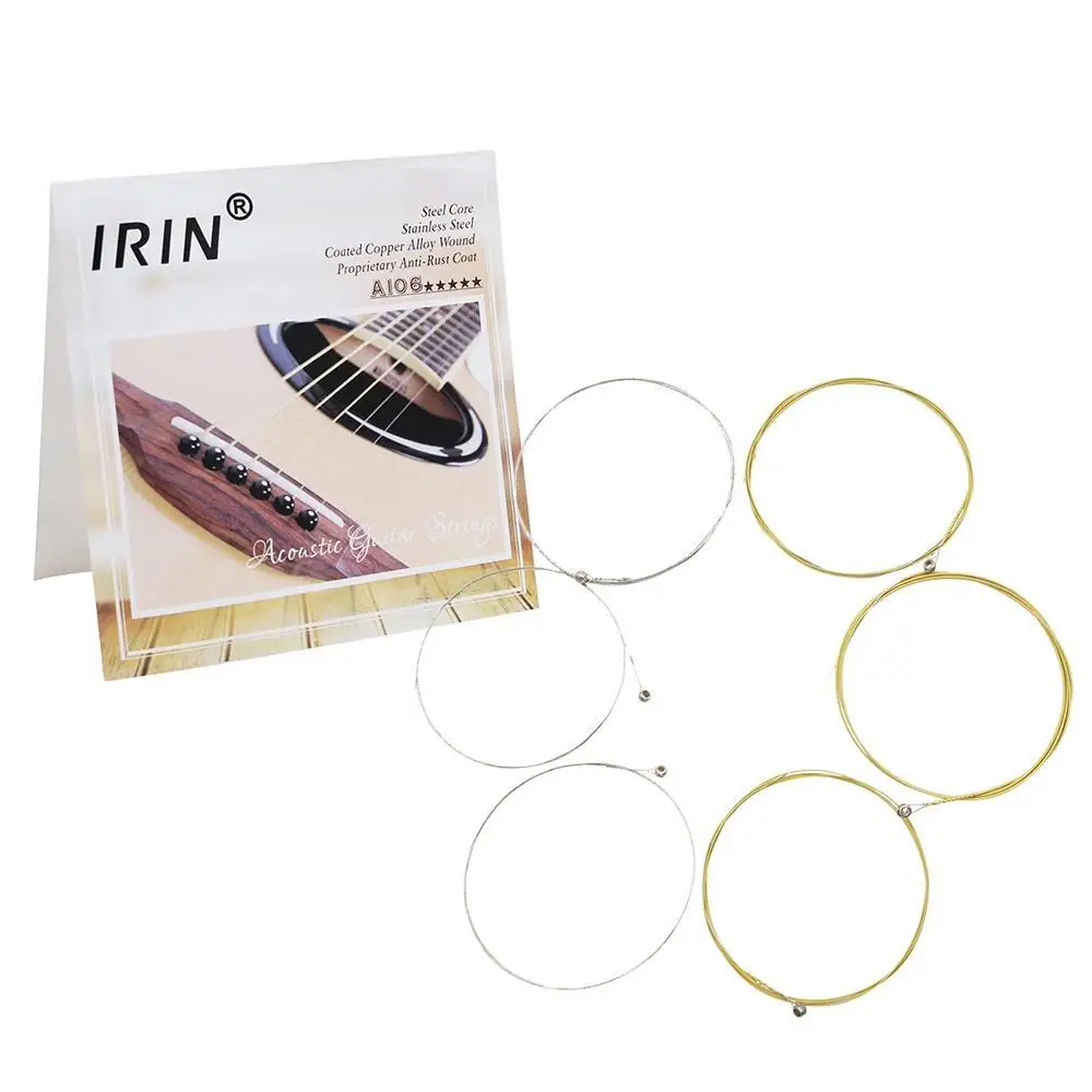 

Full Set 6pcs Acoustic Folk Guitar Strings Replacement (.009-.045) Steel Core Copper Alloy Wound with End Ball Medium Tension
