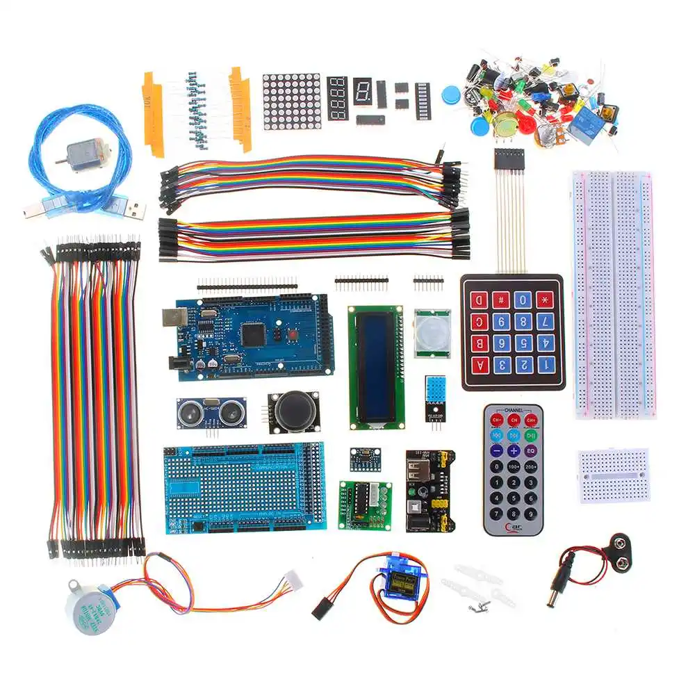 

DIY Electronics Component Set with Plastic Box Suitable Ultimate Starter Learning Kit for Arduino MEGA 2560 LCD1602 Servo Motor