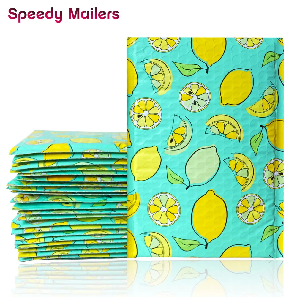 

Speedy Mailers 10PCS 6x9inch 175x230mm Creative Lemon Design Poly Bubble Mailers Plastic Shipping Envelopes Boutique Bags