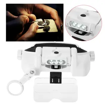 

Professional LED Lighted Headband Magnifying Glass Helmet Jewelry Repair Head Loupe Jewelry Repair Making Tool for Jeweler