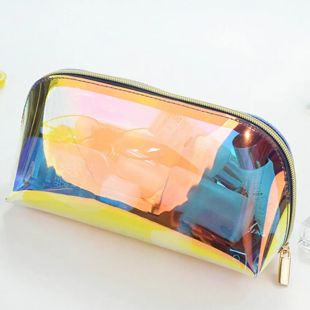 للماء الليزر التجميل حقيبة الثلاثية الأبعاد النساء Neceser حقيبة مستحضرات تجميل PVC شفافة غسل الحقيبة حقيبة مستحضرات تجميل السفر المنظم حالة
