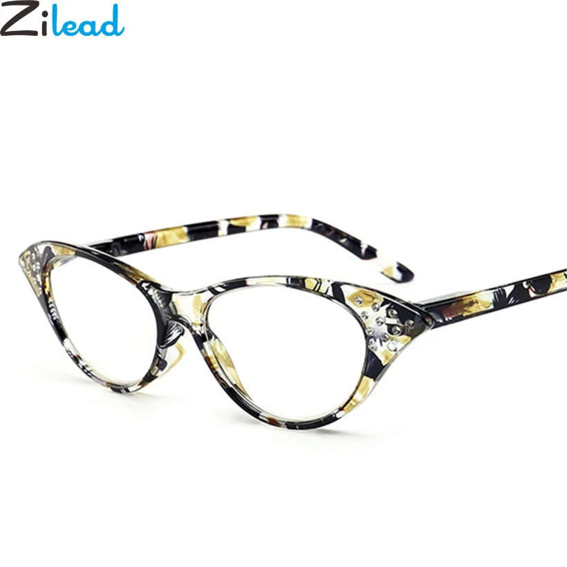 

Zilead Luxury Lady's Crystal Cat Eye Reading Women Floral Presbyopic Glasses Hyperopia Eyeglasses With Diopter +1.0to+4.0