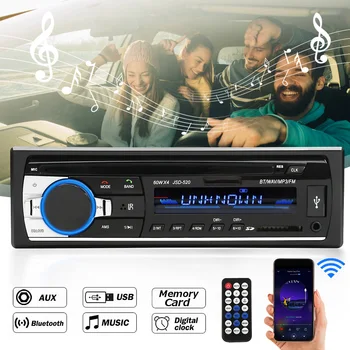 

Car Stereo Audio bluetooth 24V In-Dash Aux Input USB MP3 FM Radio Player JSD-520 bluetooth Type w/Remote Control w/Cable