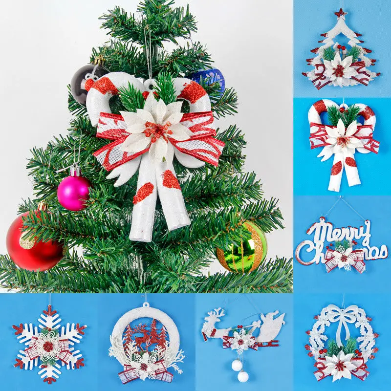 

Snowflake Star Santa Claus Boots Bells Christmas Tree Hanging Wooden Ornaments Party Christmas Decorations for Home