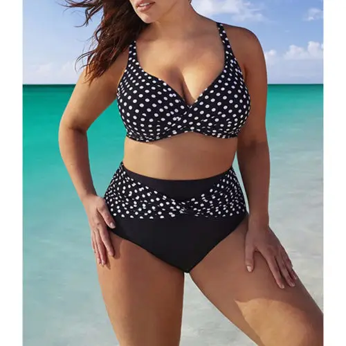 

Dot Swimsuit 2019 Sexy Bikini Sets Black Swimwear Women Plus Size Swimsuit