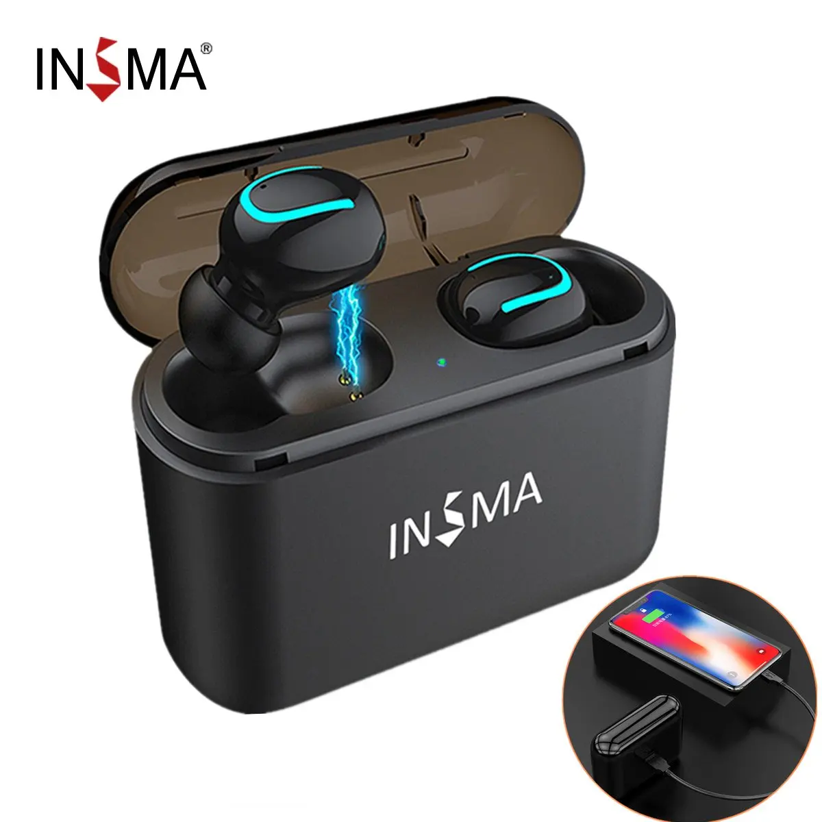 Дешево INSMA 3500 мАч bluetooth 5,0 наушники TWS беспроводные наушники Handsfree спортивные наушники игровая гарнитура телефон