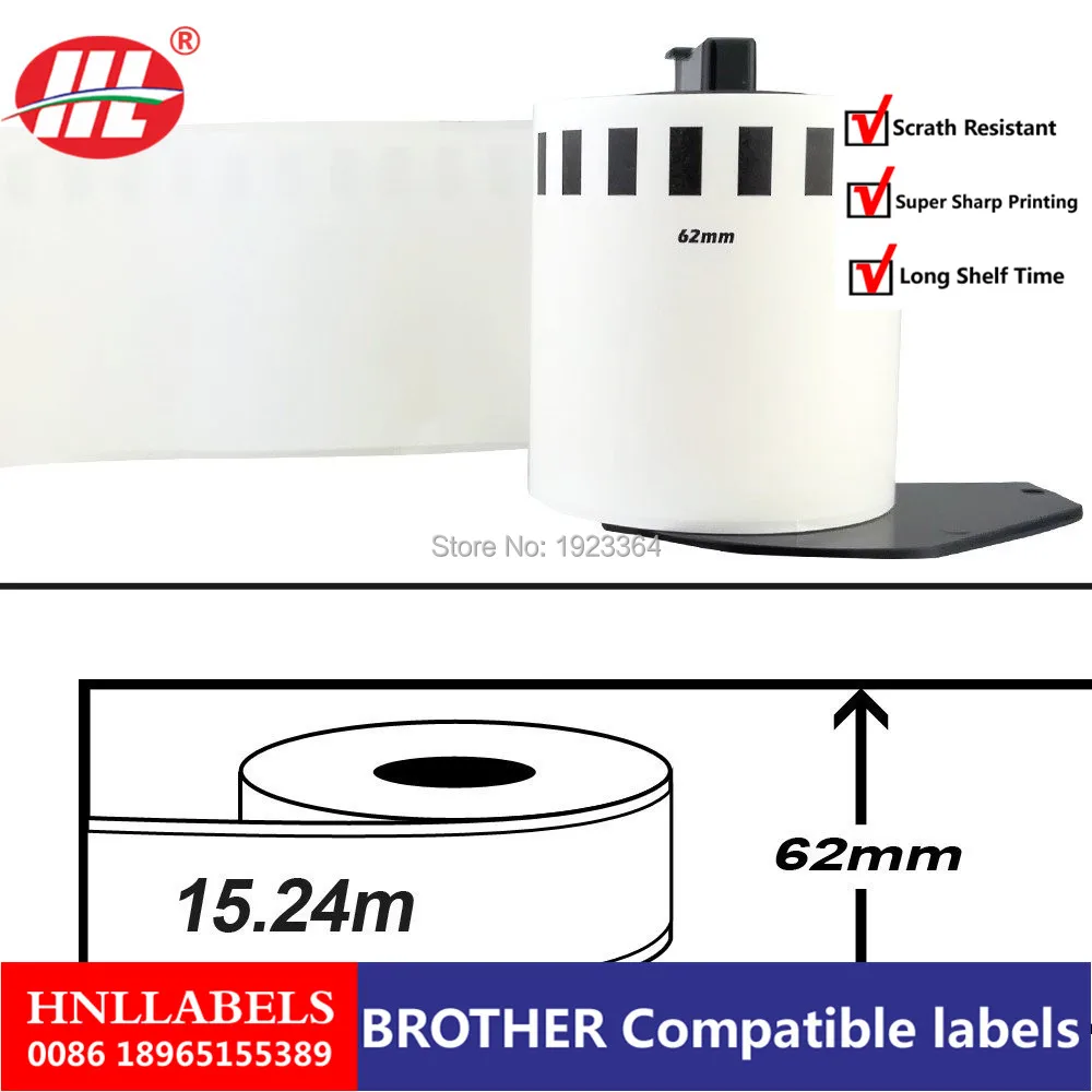 100x рулонные Совместимые Этикетки Brother DK 22212 62 мм x 15 24 м Dk этикетки Brother|Офисная