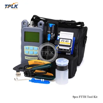

9pcs/set FTTH Tool Kit with FC-6S Fiber Cleaver and Fiber Optic Laser Tester Pen and Optical Power Meter 10mW Wire stripper
