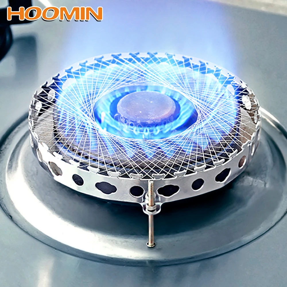 

HOOMIN Stainless Steel Gas Stove Torch Net Windproof Round Mesh Aggregate Flame Stove Pot Stand Adapter Energy Saving Cover