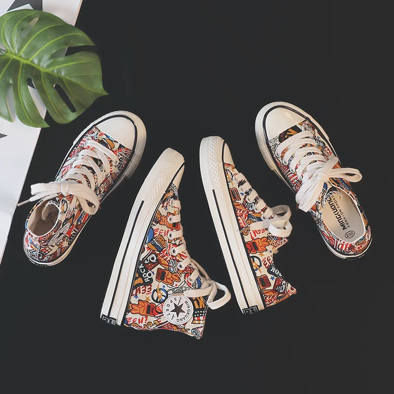 

Women's Flats Sneakers Shoes Lace-up Platform Stylish Printed Canvas Shoes for Summer