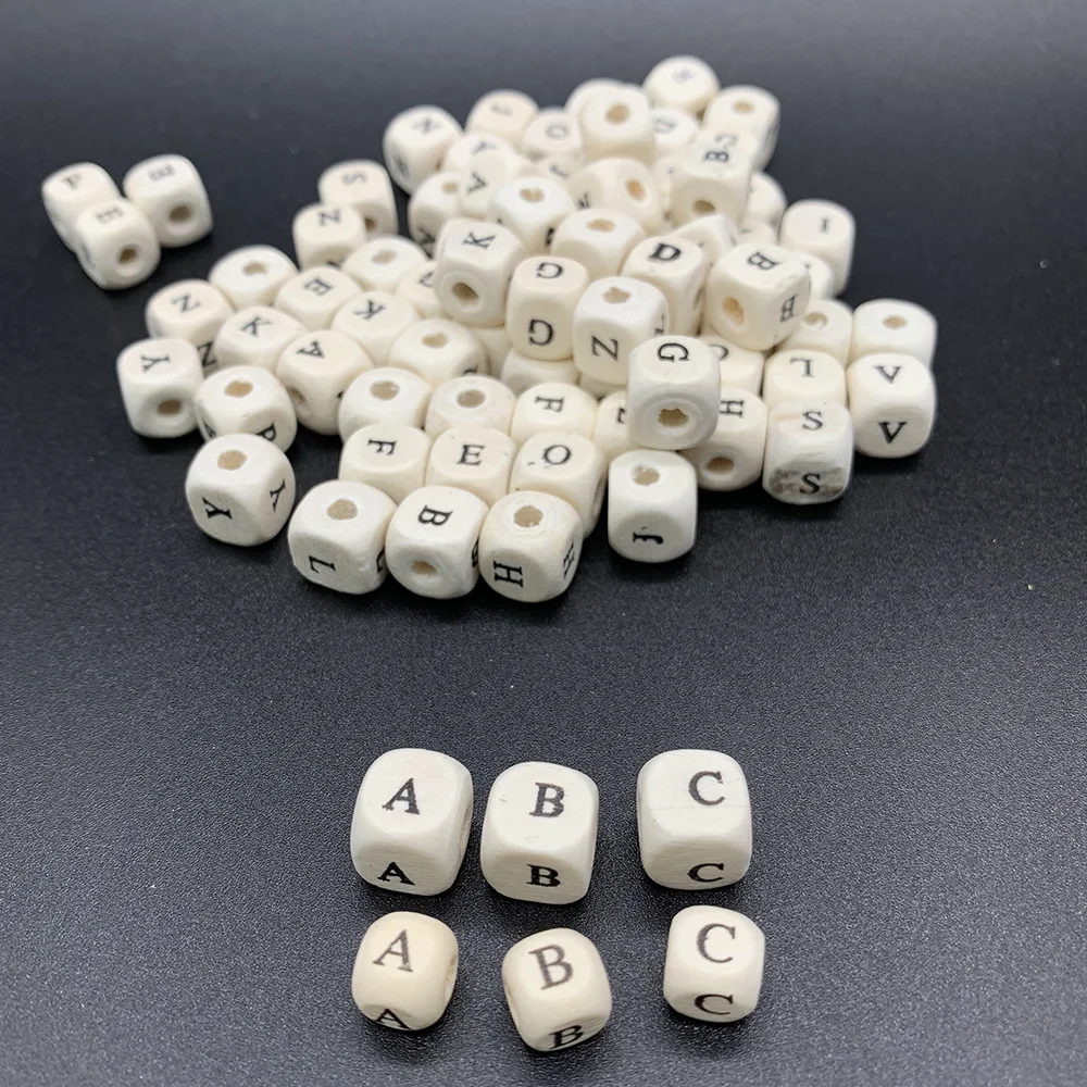 

8-10mm 50pcs A-Z Letter Alphabet Mixed Beads Square Spacer Natural Wooden Loose Bead for DIY Handmade Bracelet Jewelry Making