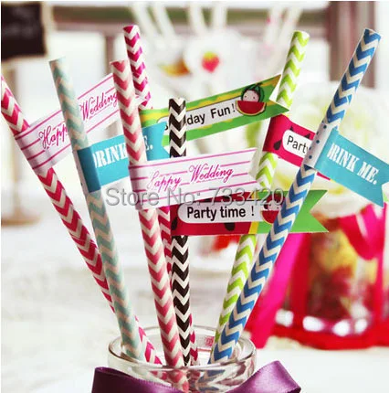 

4 Packs Eco-friendly Premium Biodegradable Striped Paper Straws Perfect For Parties All Cold Beverages 100pcs, 25pcs/pack