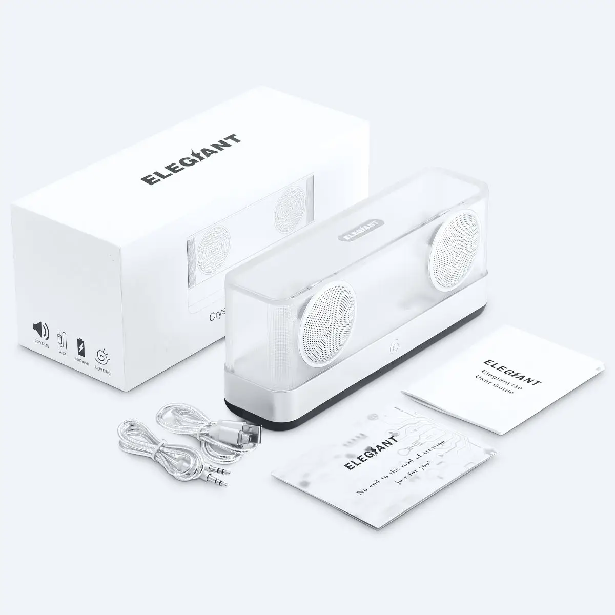 Беспроводная bluetooth Колонка ELEGIANT I30 2600 мАч 20 Вт прозрачный сабвуфер|Портативные