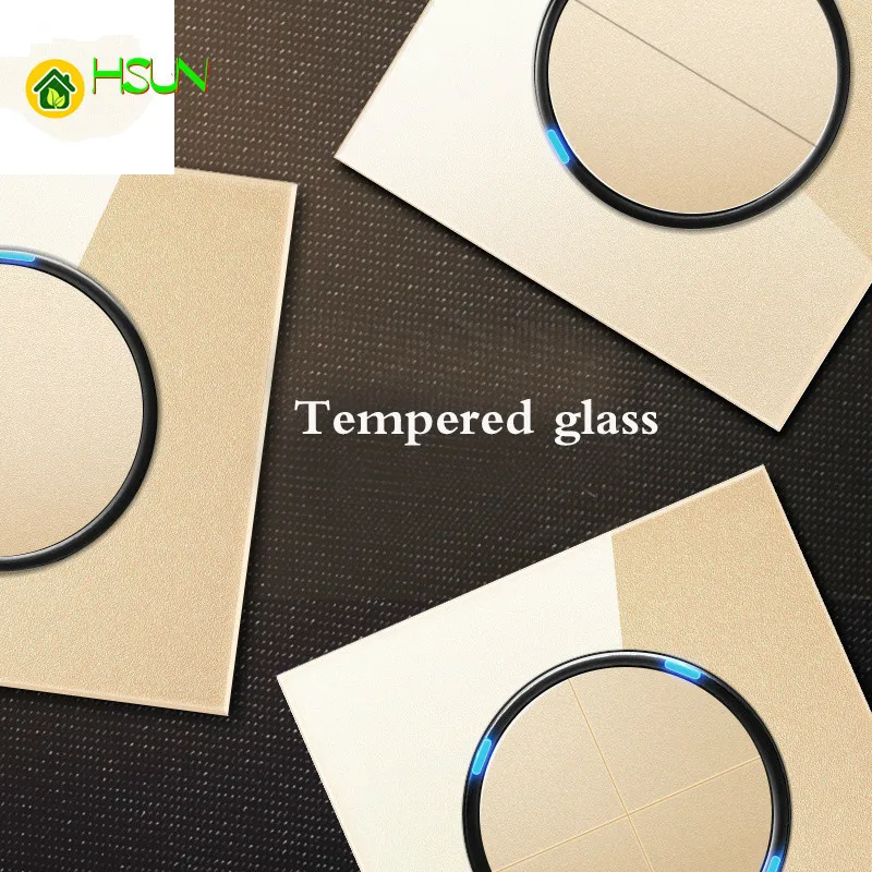 with USB Champagne Gold 1 2 3 4 Gang 1 Way 2 Way Glass Mirror Switch 86 type Wall Switch France Germany UK socket Household