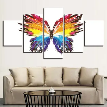 

Wall Art Home Decoration Modern Posters Pictures 5 Panel Colourful Butterfly Living Room HD Printed Painting Cuadros Frame