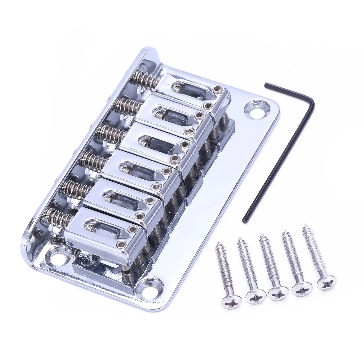 

1 Set Length 78mm 6 String Saddle Electric Guitar Bridge (ET-CR-PM) Strings through bridge or body-MUSIC