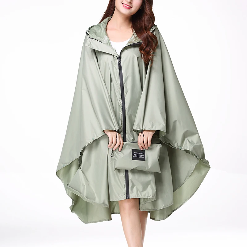 

Womens Lightweight Hooded Waterproof Raincoat Poncho Rain Coat Cape