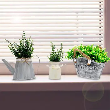

Innovative Vintage Iron Flower Bucket Restaurant Iron Storage Barrel Simulated Flower Pot Succulent Plant Iron Barrel