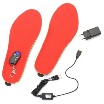 

Winter Warm Electric Heated Insoles With Remote Control 1900Mah Battery Heating Shoe Insoles Pads For Skiing/Camping Red Eu Pl