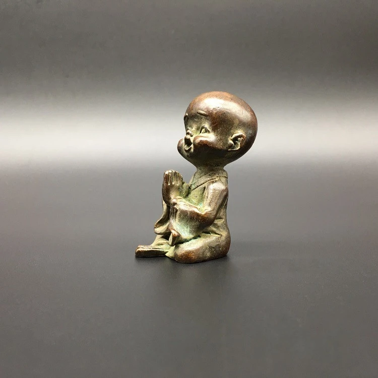 Коллекция китайское резное бронзовое изделие милое маленькое монах Amitabha Будда Шакьямуни изысканные маленькие статуи