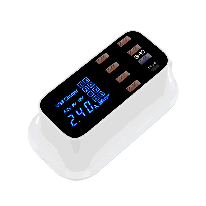 

Quick Charge 3.0 Smart USB Type C Charger Station Led Display Fast Charging Phone Tablet USB Charger For iPhone Samsung Adapter