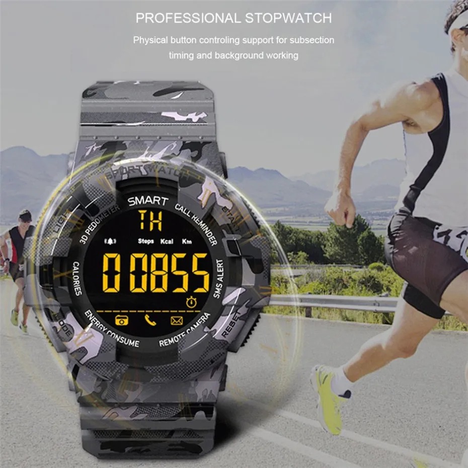 

Remote Camera Wearable Devices Healthy Sports Smart Watch Men Alarm Clock Reminder Digital Clock for Android IOS Pedometer Watch