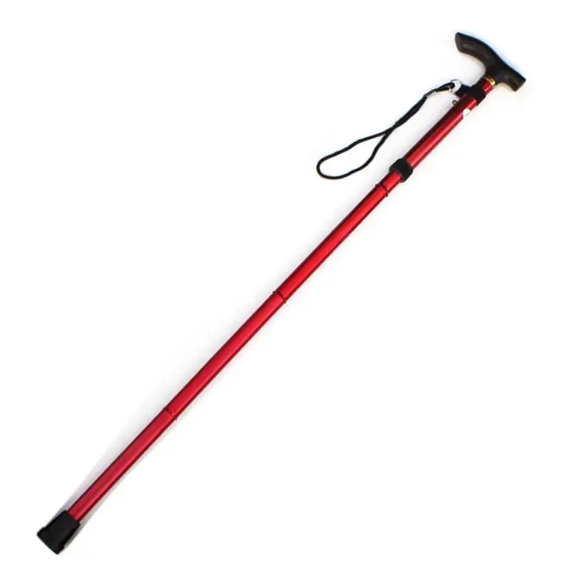 De aleación de aluminio plegable de cuatro-Sección plegable telescópica Trekking alpinismo caña no antideslizantes ancianos ajustable muleta