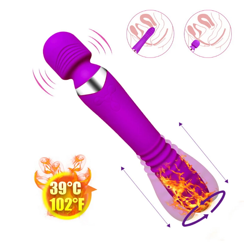 2 in 1 USB Charging 7 Speed Dual Head Smart Heating AV Vibrator Big font b