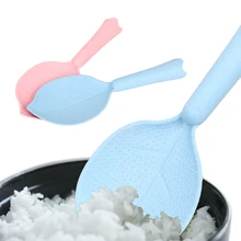 1 шт. ложка для риса антипригарные кухонные принадлежности рисовая ложка кухонный инструмент случайный цвет пшеничной соломы Пластиковая форма листьев