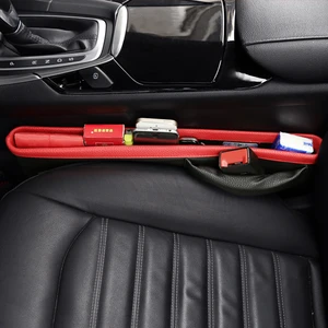 Image 5 - 2pcs Universal Car Seat Gap Pockets Leather Auto Seats Filler Leak Stop Pad Spacer Holster Phone Organizer Storage Bags