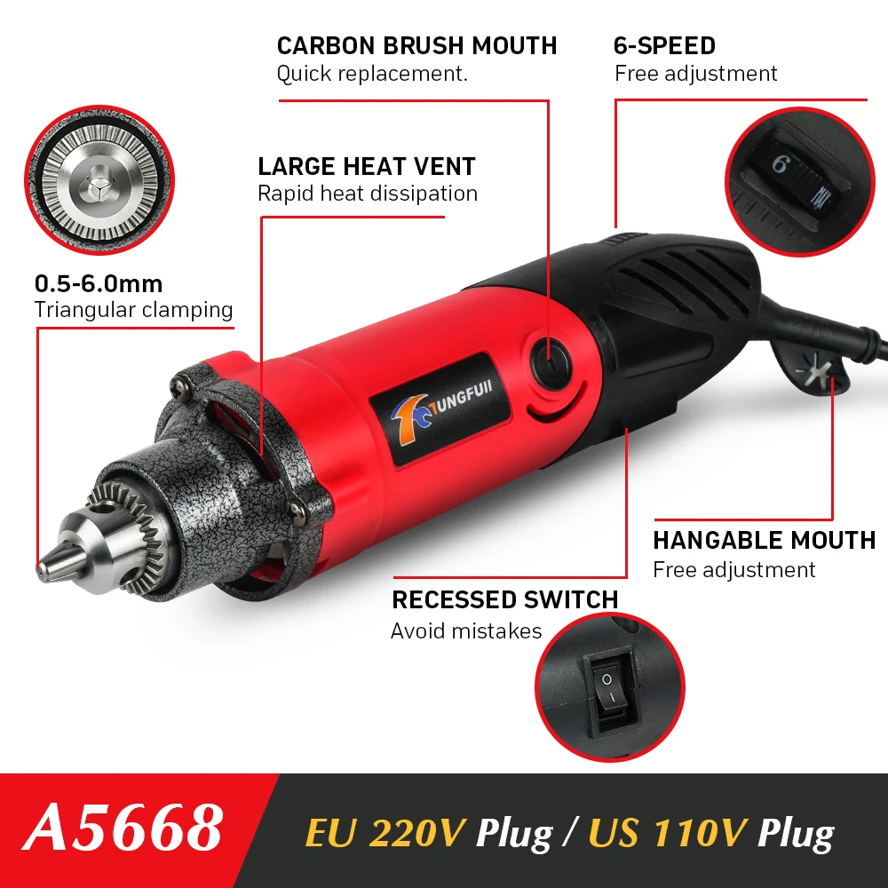 Tungfull Engraver 500W 220V Power Tool Engraver Electric Dremel Tools Accessories Mini Electric Drill Cutting Polishing Grinding