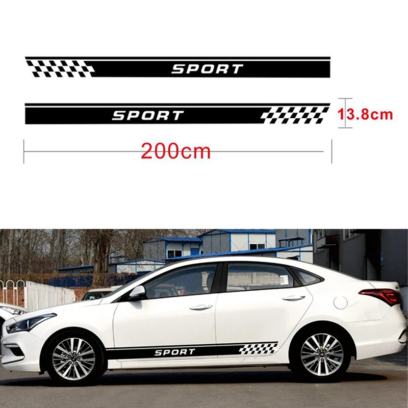 

Universal Black Sports Waterproof Racing Stripe Graphic Stickers Car Body Side Door Vinyl Decals Car Styling