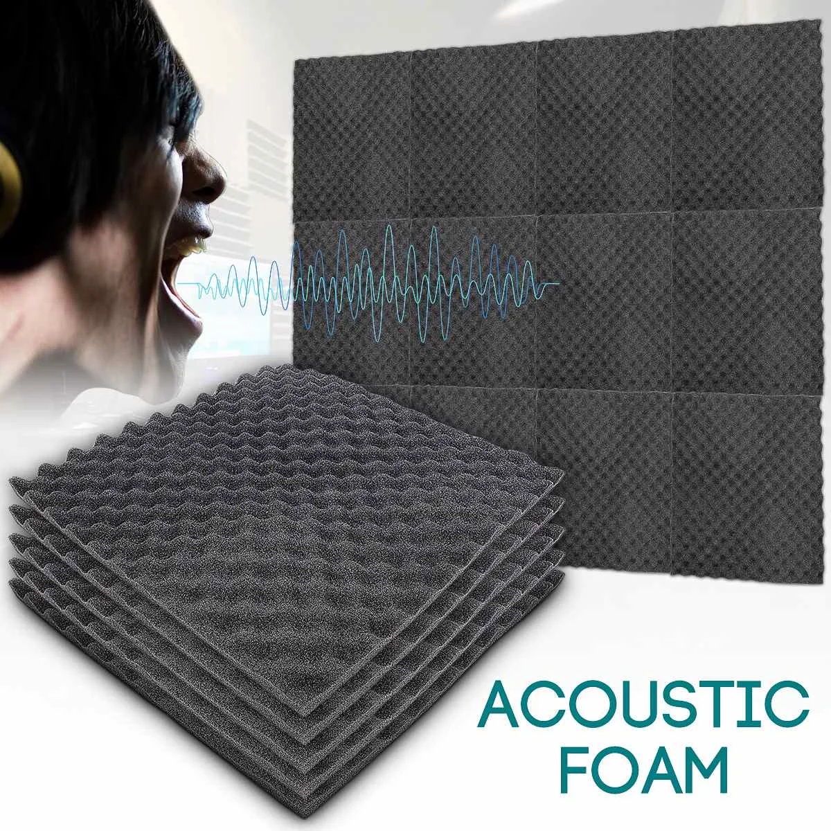 50x50cm Soundproofing Foam Studi Acoustic Sound Treatment Absorption Wedg TileSE
