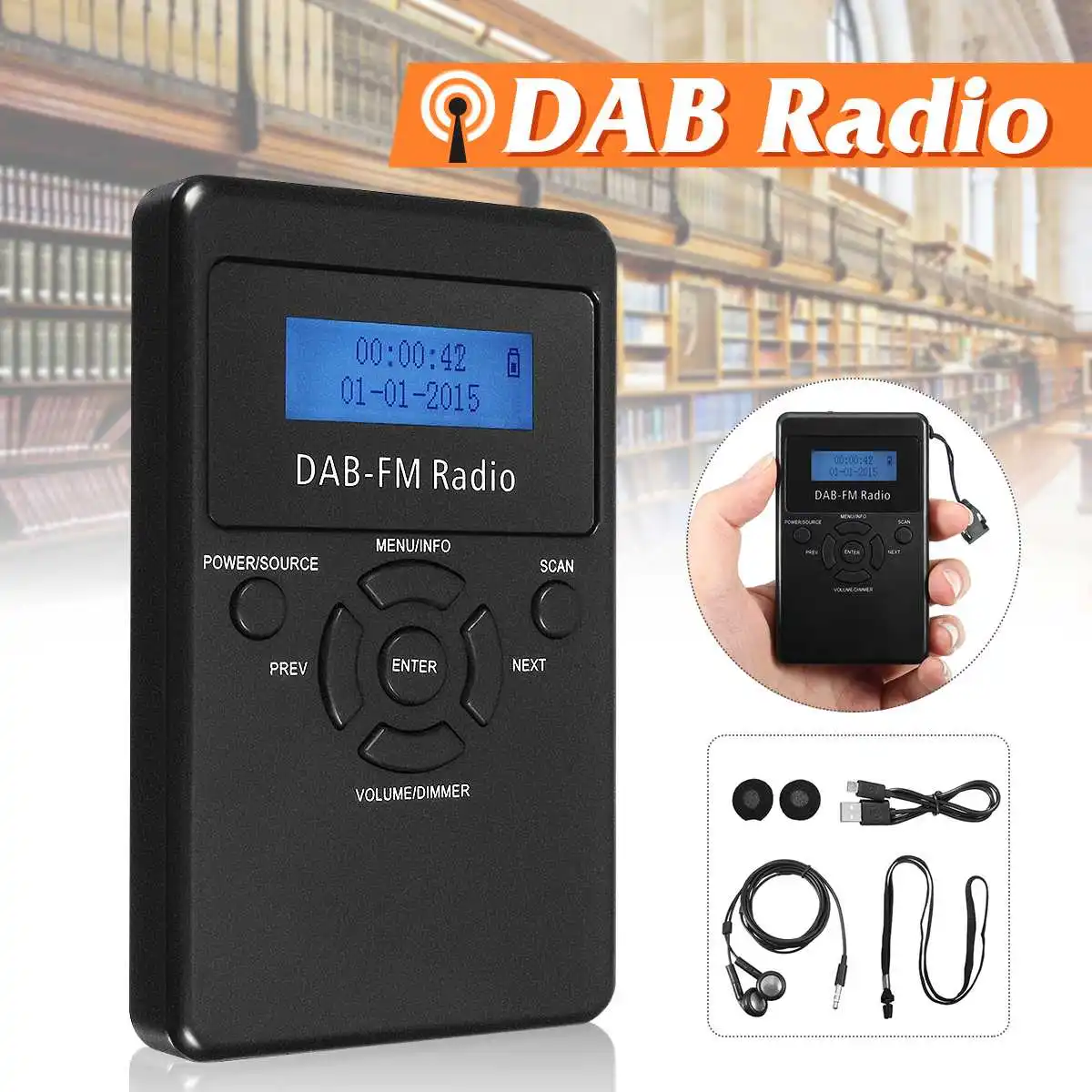 

Portable Mini DAB Frequency Modulation Bands Radios Digital LED Display FM Radio Receiver Signal Processing With Earphone