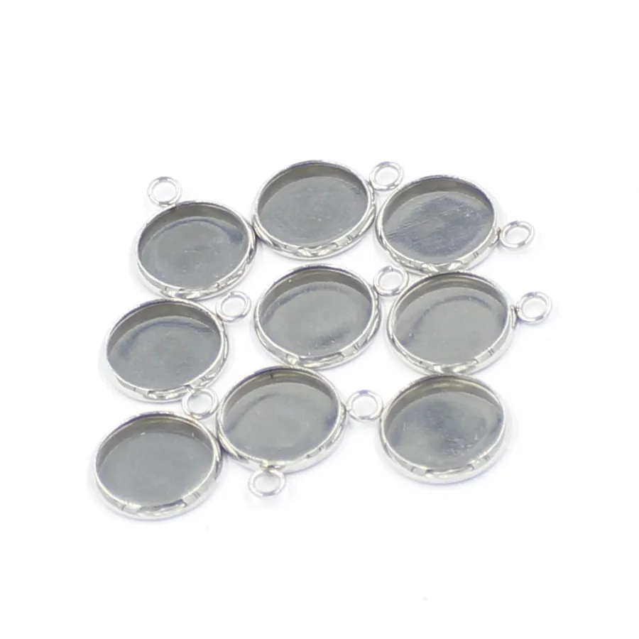 

20pcs Stainless Steel Pendant Earrings Base Setting Cabochon Base Bezel Trays Blank Fit 12mm Cabochons Cameo DIY Jewelry Making