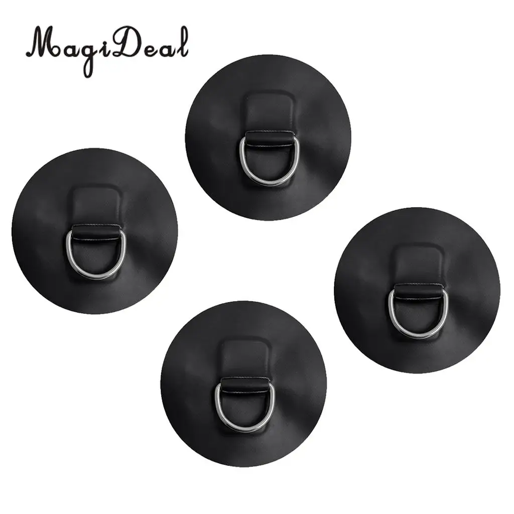 

Marine Durable 4 Pieces D-ring Pad Patch for Inflatable Boat Raft Dinghy Kayak Black Dinghy Surfboard Replacment Accessories