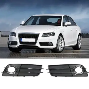 

VODOOL 2Pcs Car Styling Front Bumper Fog Light Grill Cover Chrome Black Ring Auto Exterior Grille For Audi A4 S4 Sport 2009-2012