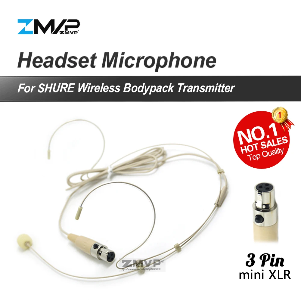 

Professional 3pin XLR TA3F Headset Headworn Cardioid Condenser Microphone For Shure Wireless Bodypack Transmitter input Jack
