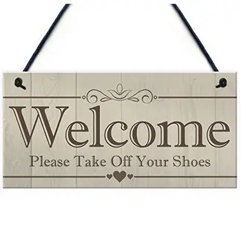 

2019 Welcome Please Take Off Your Shoes Hanging Plaque Sign House Porch Decor Gift