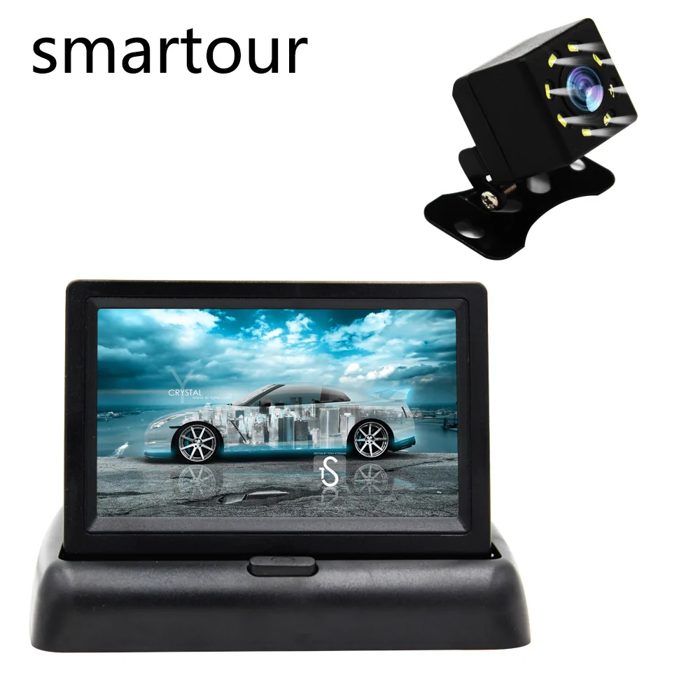 Smartour 4 3 Inch TFT LCD Car Monitor Foldable Monitor Display Reverse Camera font b Parking