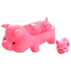 4 шт./компл. прекрасный розовый поросенок формы Детские Резиновая Игрушка для ванны поплавок писклявый игрушка для ванной