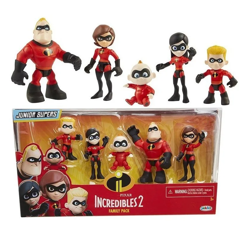 5 шт./компл. Incredibles 2 семья пакет Junior Supers фигурки героев игрушечные лошадки 10 см с розничной коробке