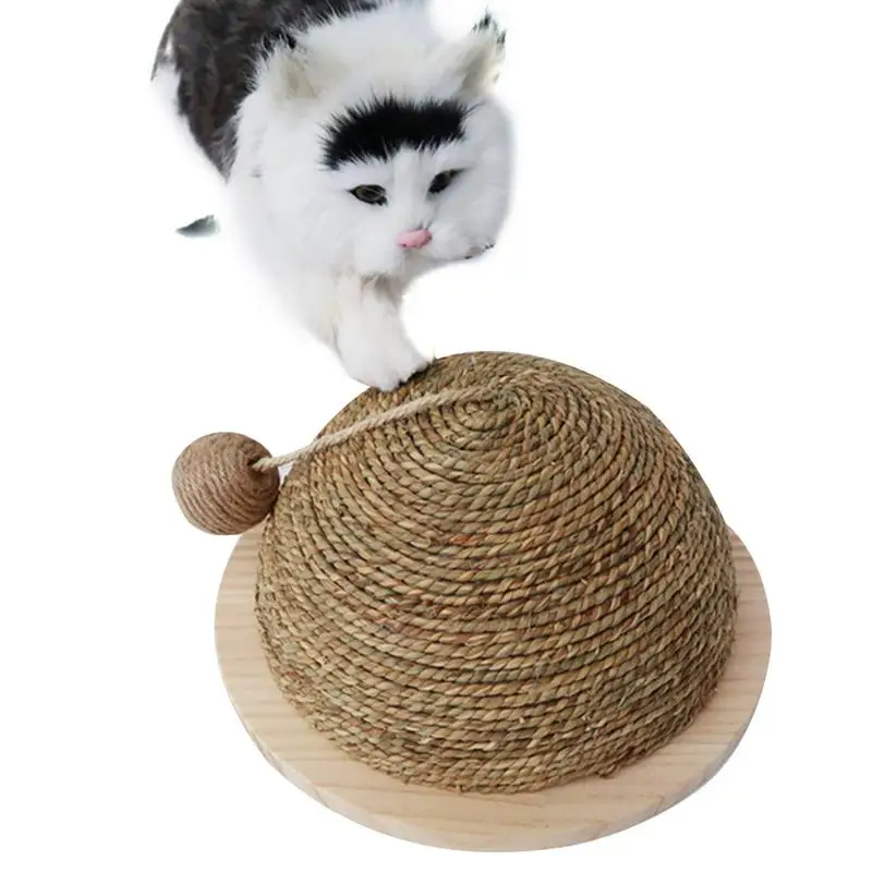 New Cat Toy Wooden Bottom Plate Straw Semi circular Grinding Claw Ball Cat Toy Climbing Frame