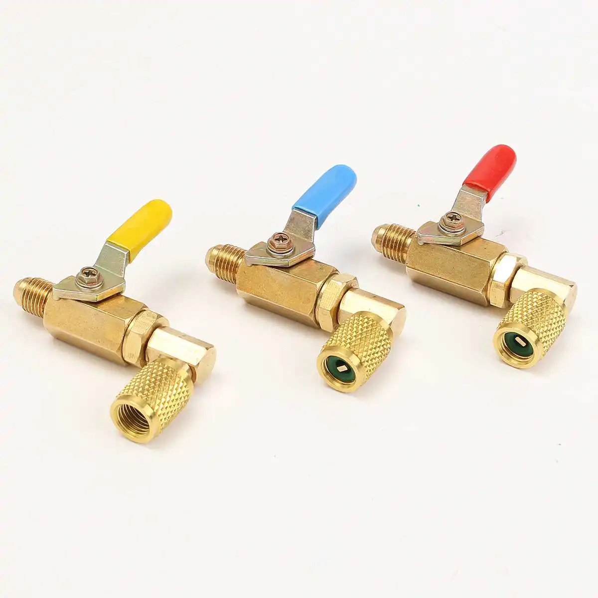 A/C 90 Degree Ball Valves Metal Handle Auto Air-conditioning Valve Parts 3 Color Ball Valve for AC Refrigerant R410A R134A