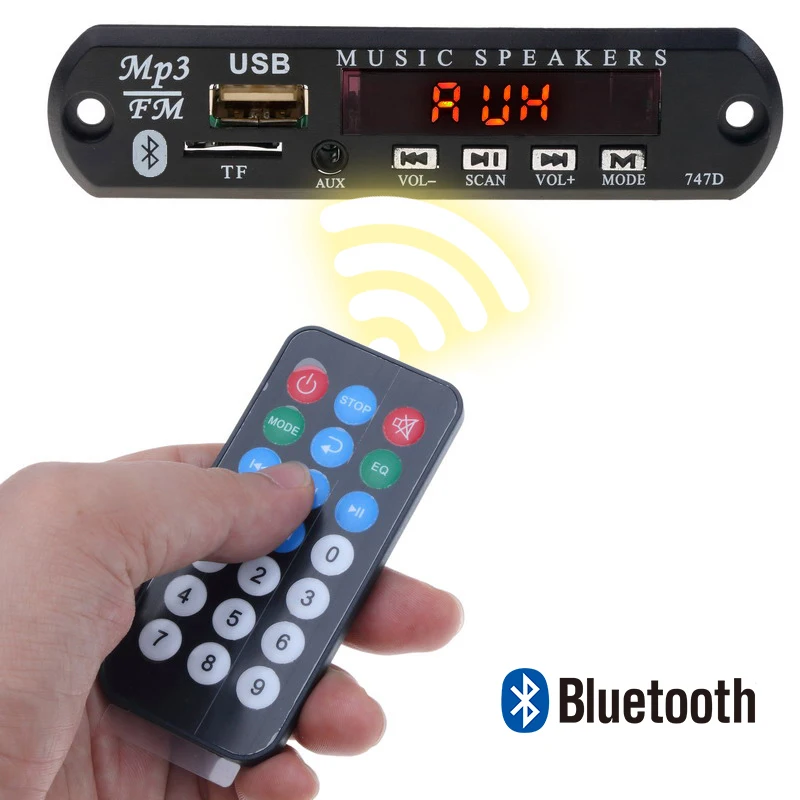 Bluetooth MP3 decodificador плата Автомобильный MP3 музыкальный плеер модуль беспроводной DIY декодер fm-радио TF USB 3,5 мм вспомогательный аудиоресивер