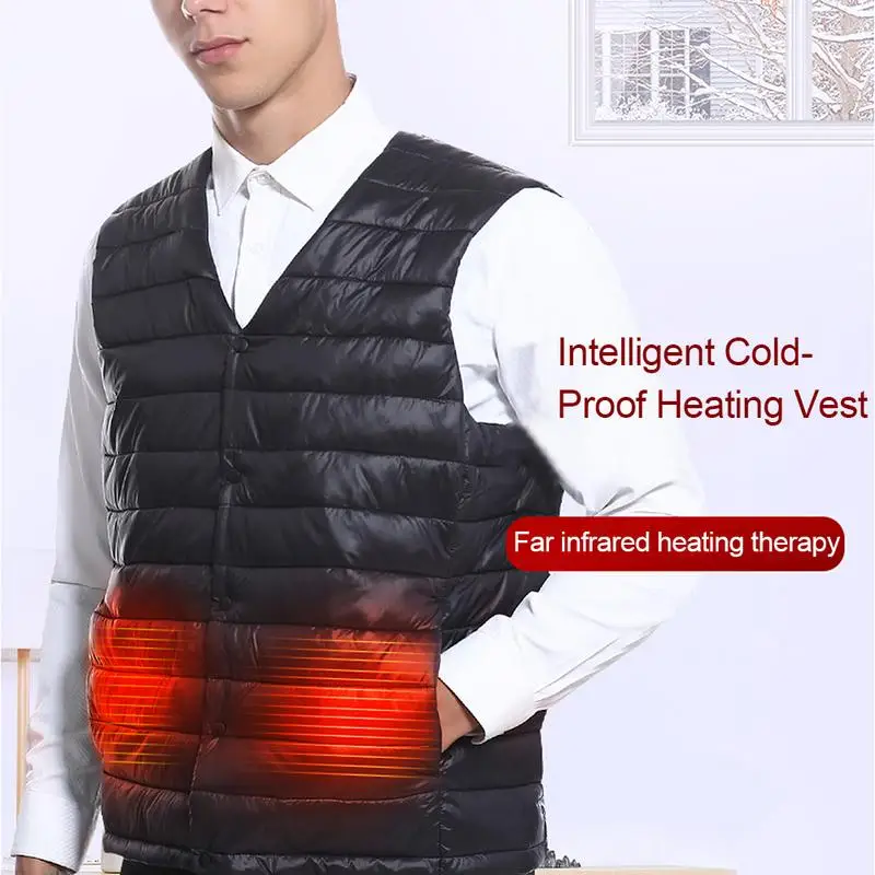 

New Fashionable Heating Clothes Multi-Functional Men's Light Down Cotton Waistcoat Smart Constant Temperature Heating Vest